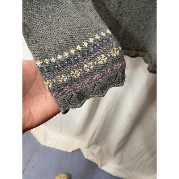 Eddie Bauer Collectibles Lilac Fair isle Beaded  1/4 Zip Sweater Angora XL Tall - Picture 3 of 8